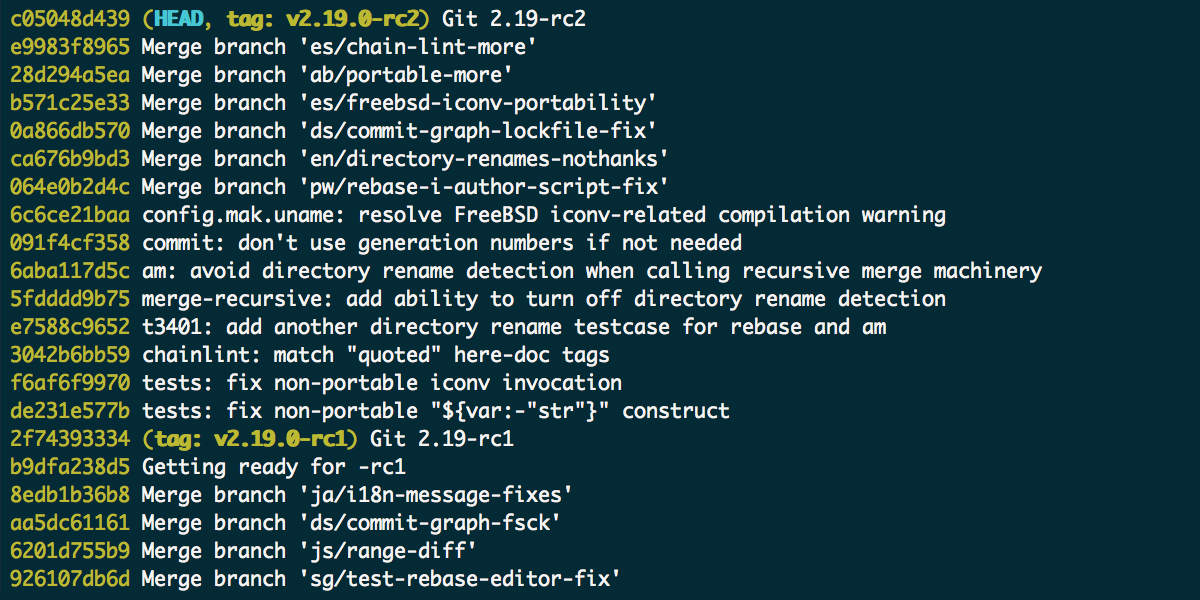 git log --oneline